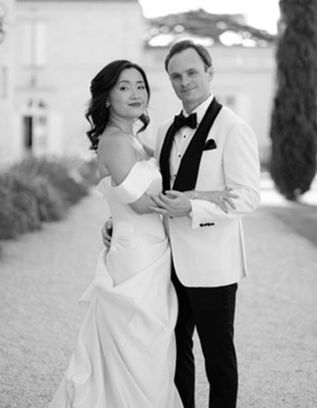Bride and groom at luxury destination wedding at Chateau Gassies, Bordeaux, France